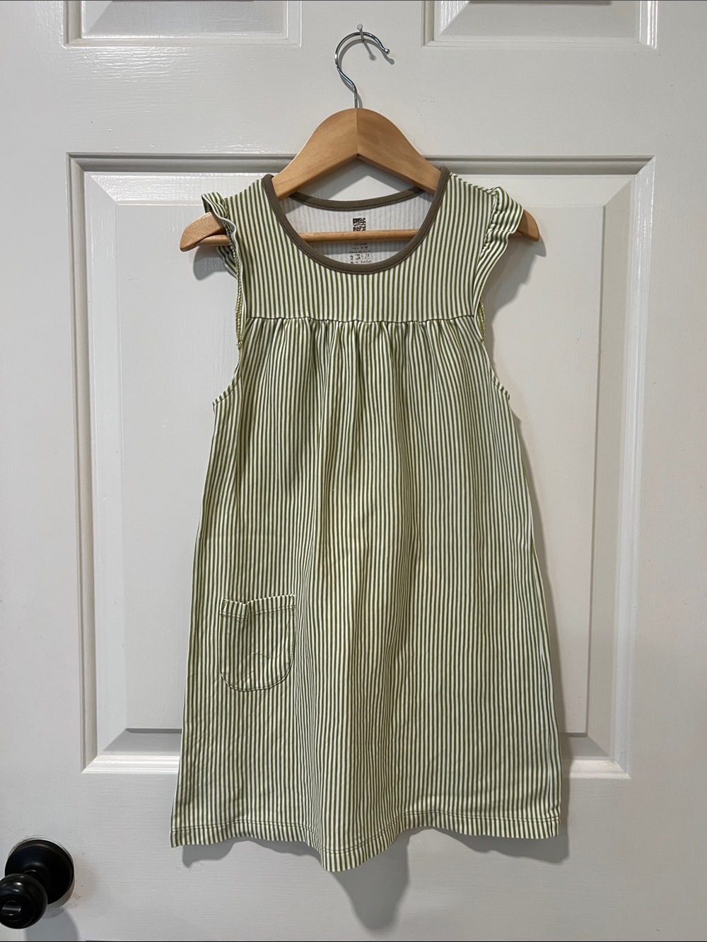 Tea Collection Green and Cream Striped Sleeveless Dress